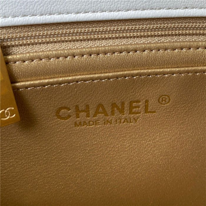 Mini FLAP BAG Lambskin Gold-Metal AS1787 White A