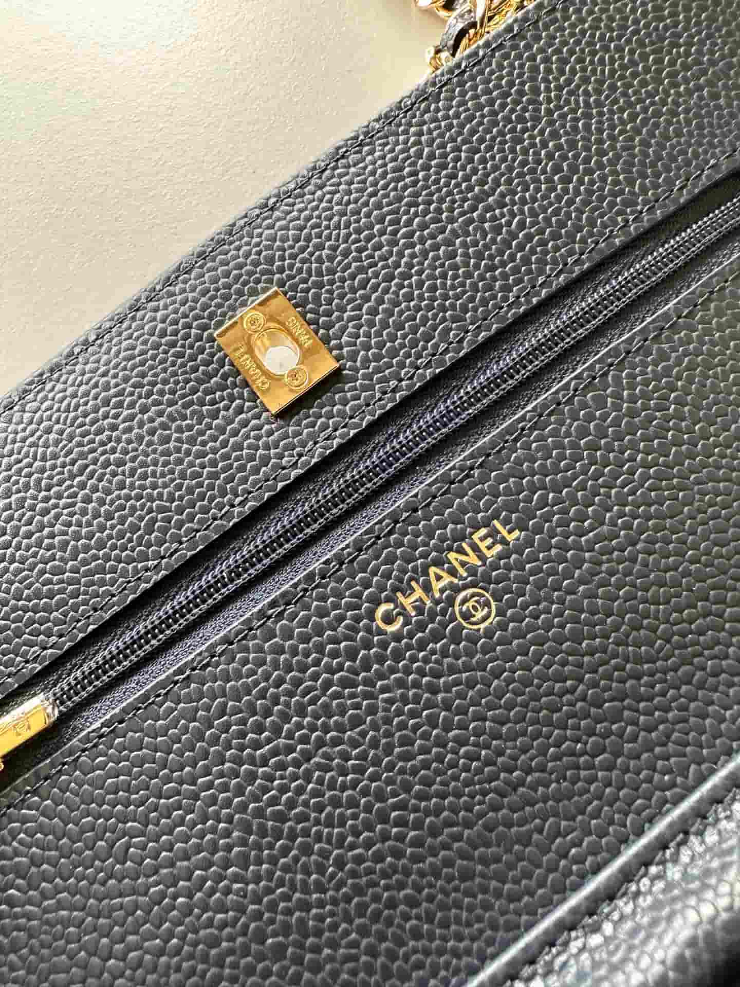Chanel Classic Wallet on Chain Grained Shiny Calfskin & Gold-Tone Metal AP4241 Black High