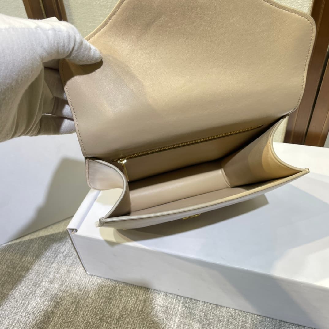 Celine Triomphe Saddle Bag in Beige Shiny Calfskin High