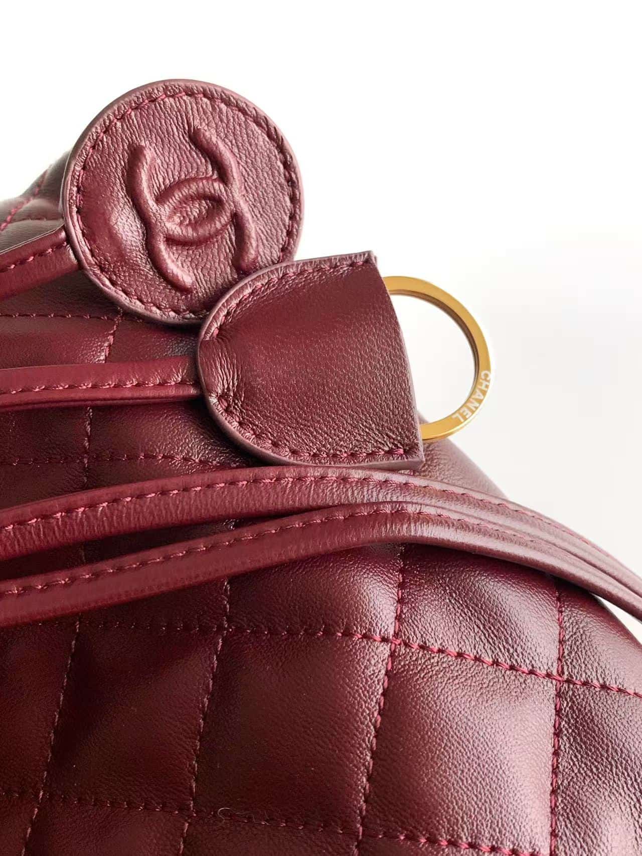 Chanel Clutch with Leather Strap Quilted Leather & Gold-tone Metal AP5227 Burgundy A
