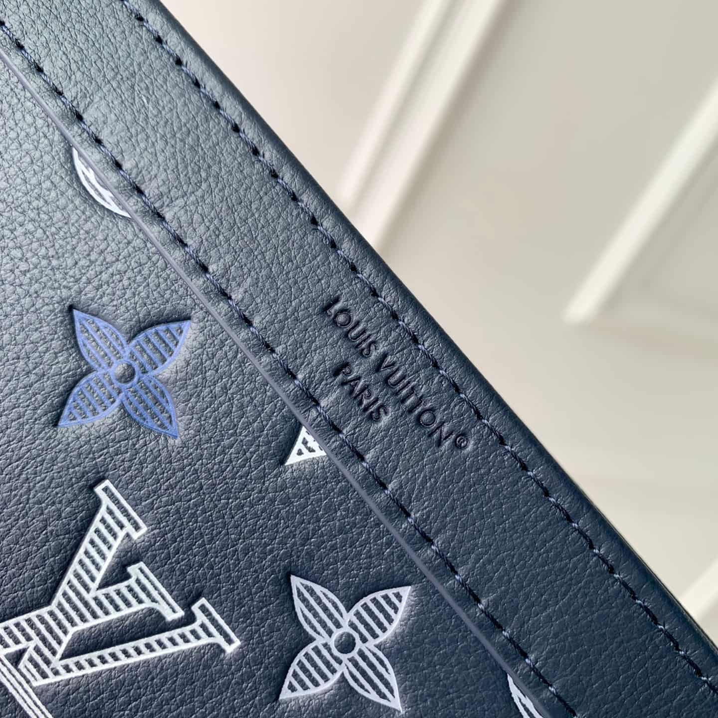 Louis Vuitton Gaston Wearable Wallet Navy Blue Monogram Shadow calfskin leather M28818 High