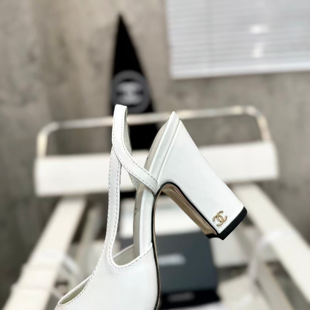 Chanel Slingbacks Goatskin & Grosgrain White & Black