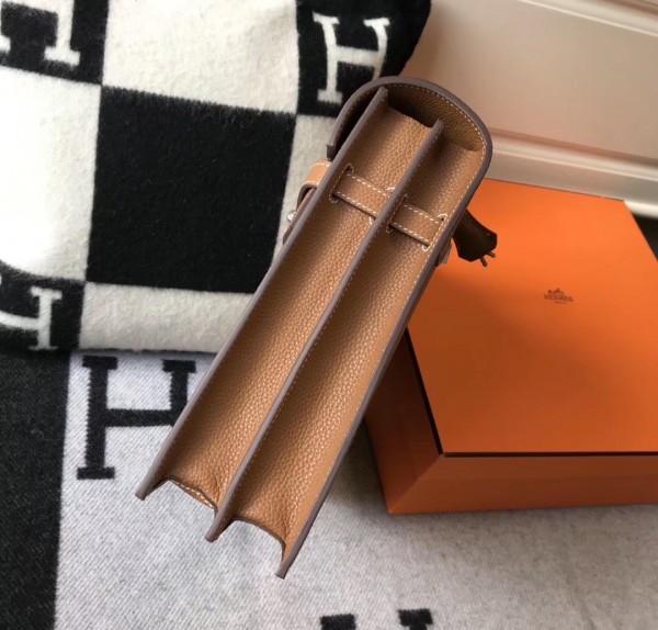 Hermes Kelly Depeche 38 Briefcase In Brown Calfskin WAX High
