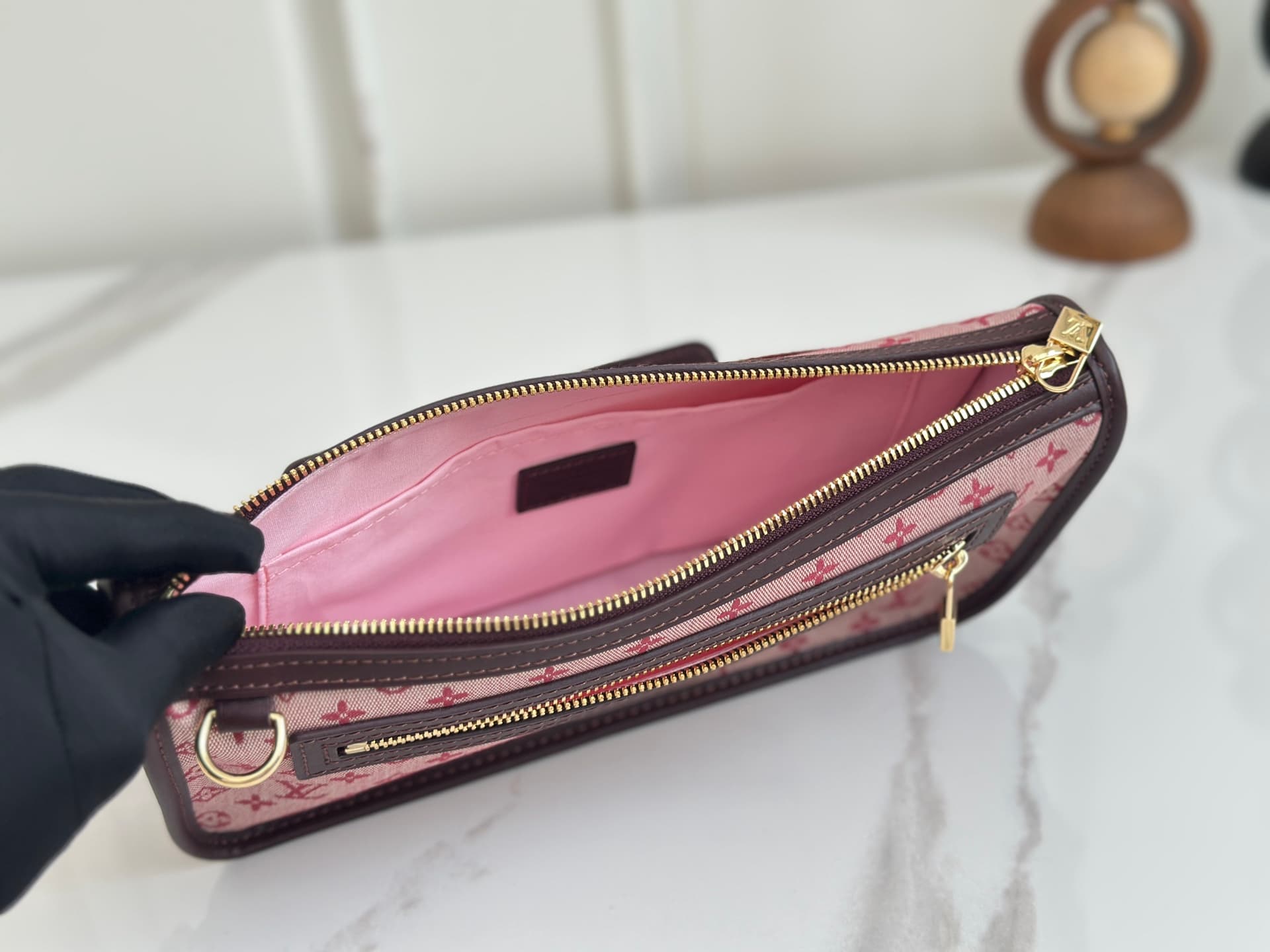 Louis Vuitton Mini Lin Pochette Kathleen Monogram Canvas Cherry-pink M92331 High