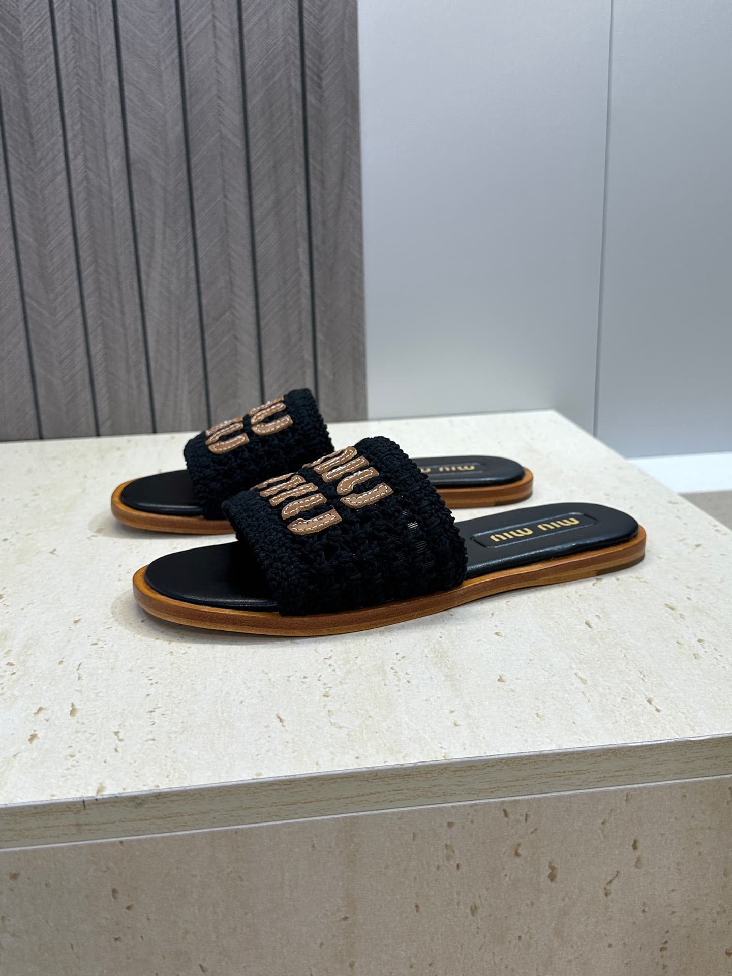 Miu Miu Crochet Slide Sandal Shoes Women
