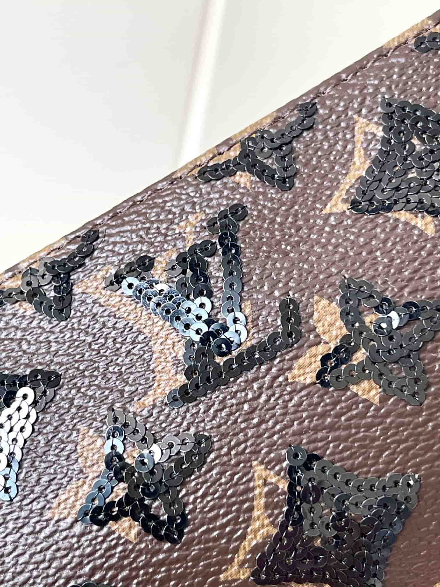 Louis Vuitton Pochette Accessoires Monogram Noir Coated canvas with sequins M26473 High