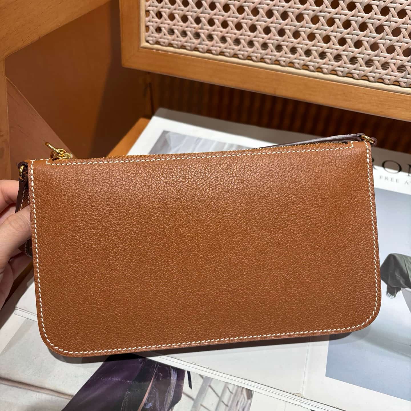 Hermes Zipengo Chaine d'Ancre To Go pouch Evergrain calfskin Gold WAX High