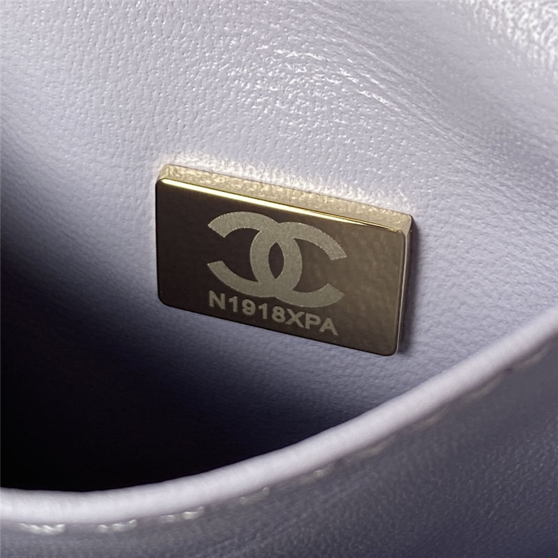 Medium FLAP BAG WITH TOP HANDLE Grained Calfskin Gold Metal Lilac A