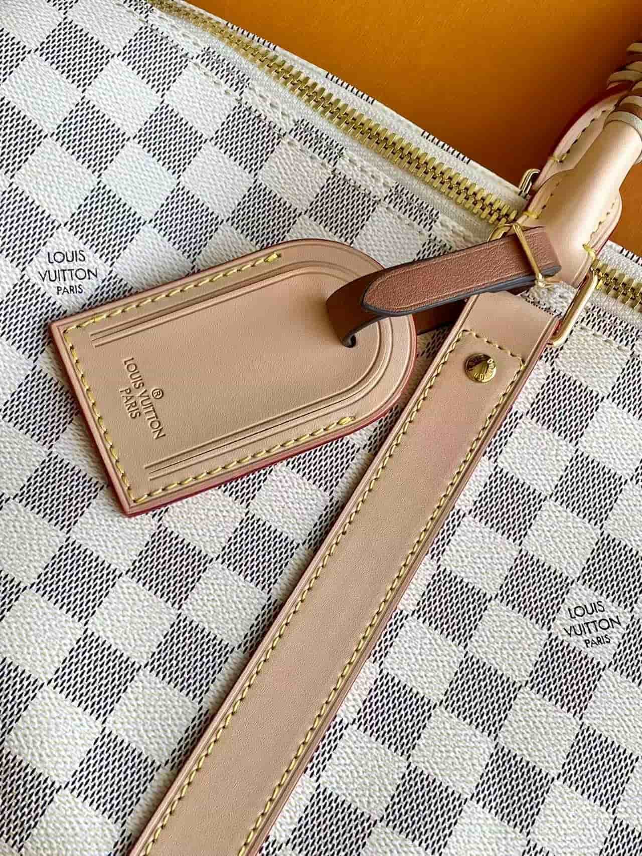 Louis Vuitton Keepall Bandoulière 45 Banana Yellow/Hazelnut Brown Damier Azur coated canvas N40909 High