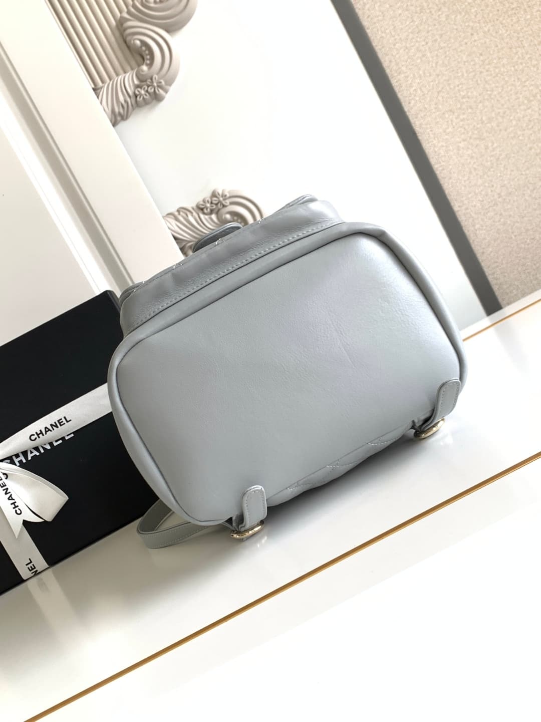 Chanel Medium Quilted Duma Backpack Lambskin AS3618 Light Grey A