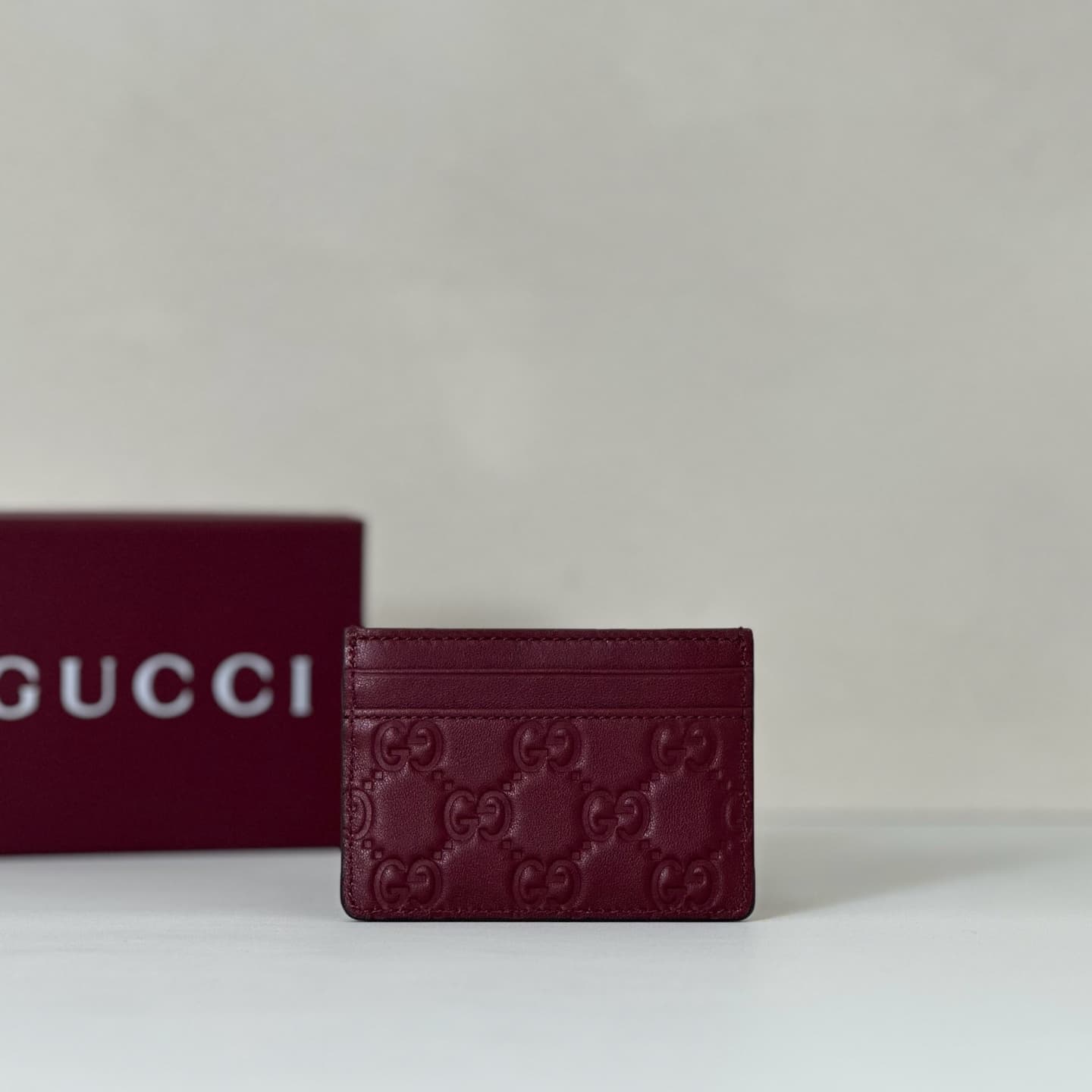 Gucci GG Emblem card case Burgundy 847204 High