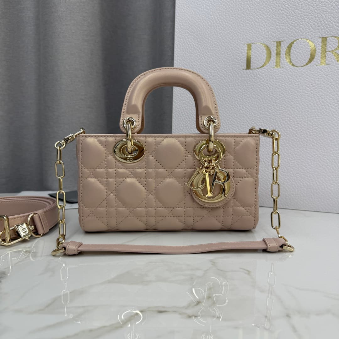 Dior Lady D-Joy Bag Pearlescent Light Pink Cannage Lambskin M0636 High