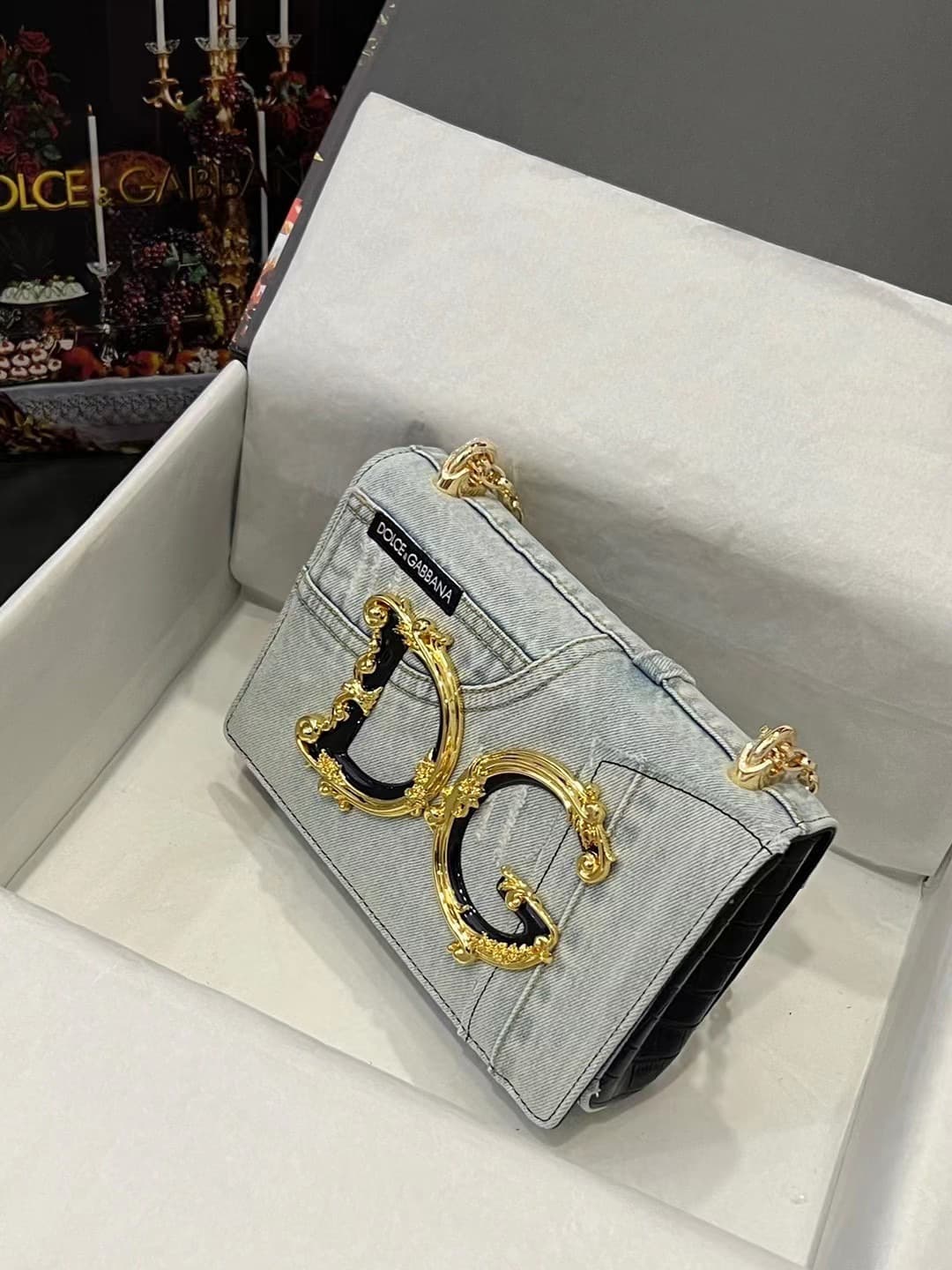 Dolce & Gabbana Denim DG Girls shoulder bag in Washed Grey high