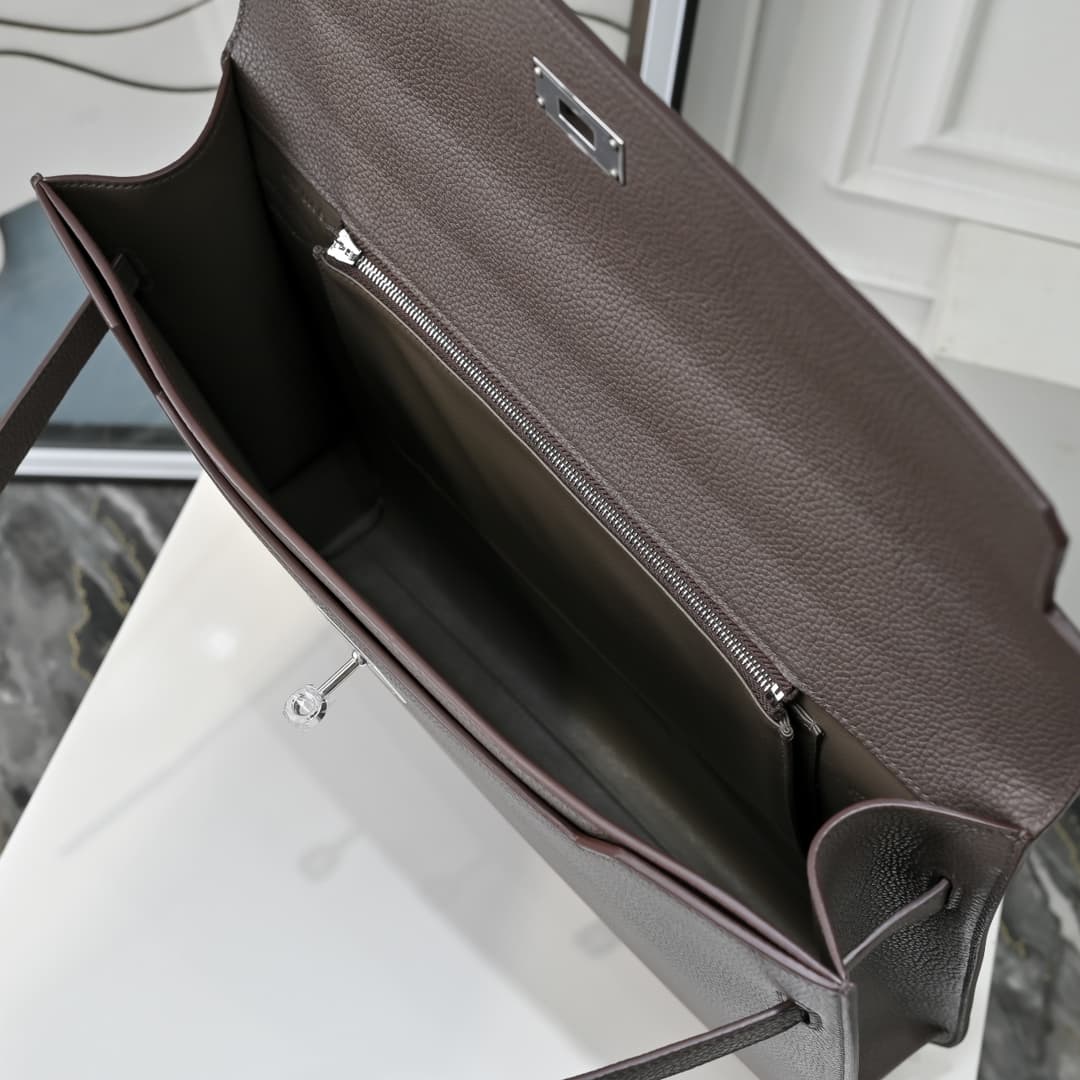 Hermes Kelly depeches Togo 36 briefcase In Grey CalfskIn WAX High