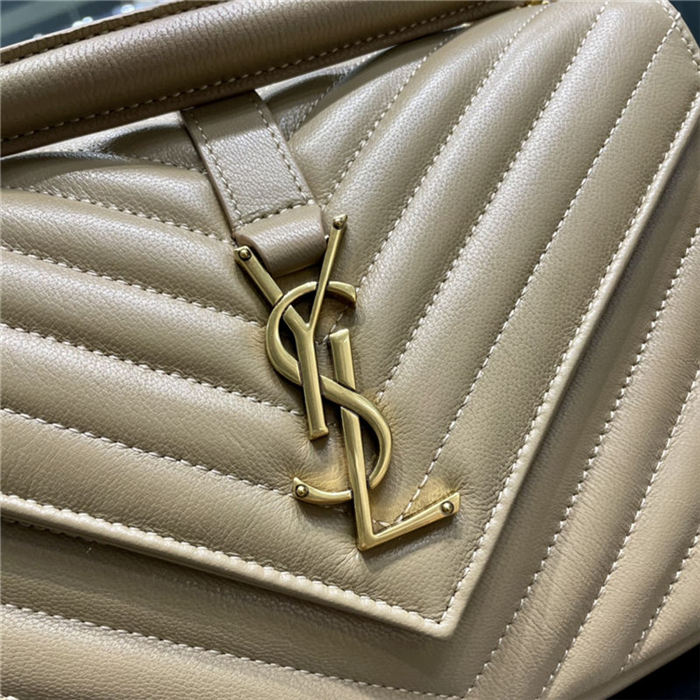 COLLEGE MEDIUM CHAIN BAG IN QUILTED LEATHER Beige High