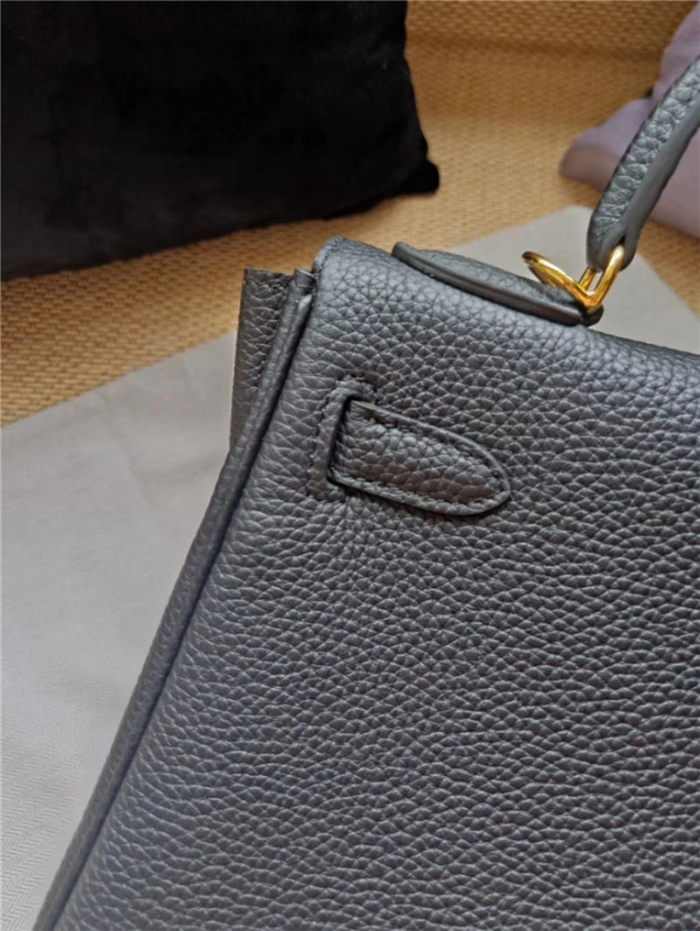 Hermes Kelly 25/28 Retourne Bag Calfskin In Black High