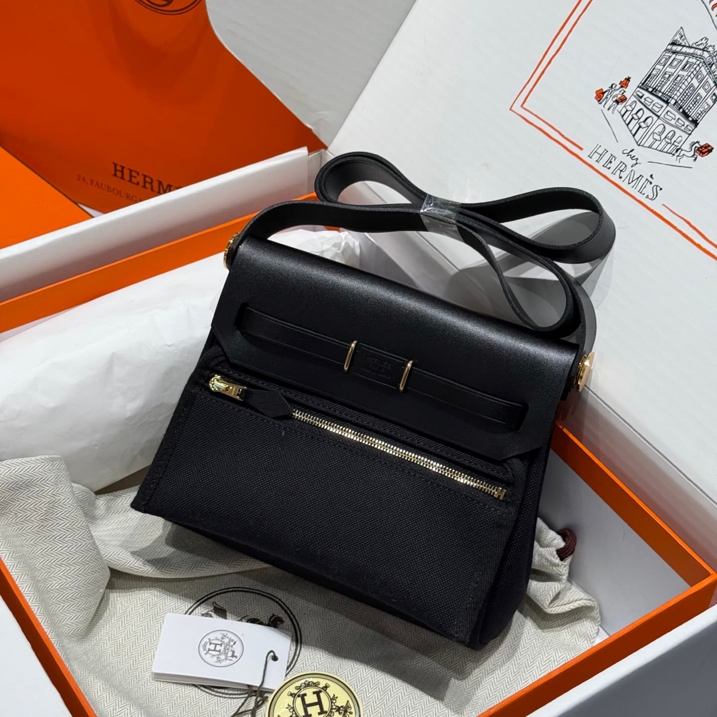 Hermes Herbag Zip Mini 20 bag Canvas and Leather TOP