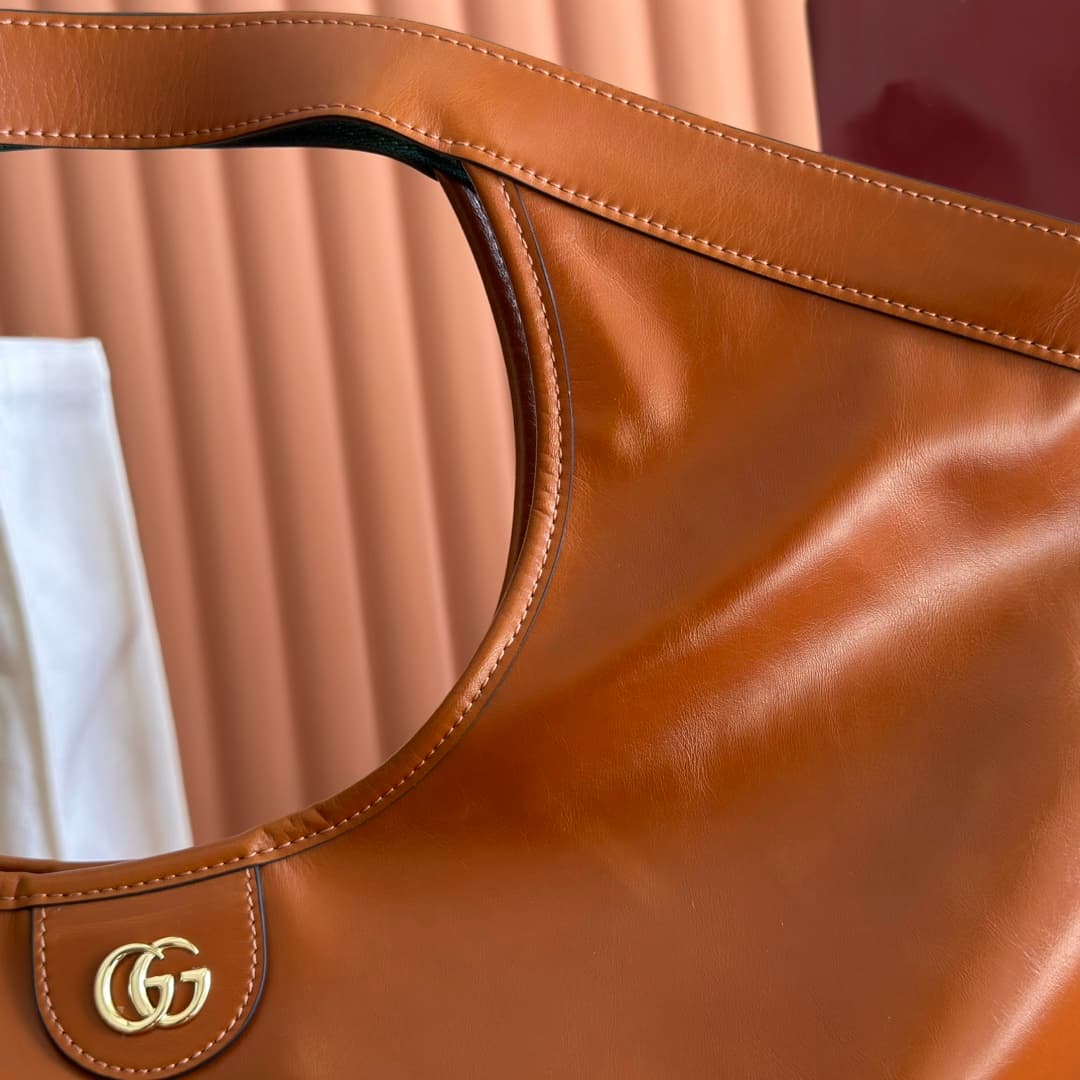 Gucci Giglio large tote bag Dark brown soft glossy leather ‎853971 High