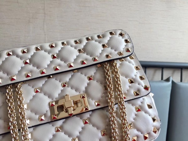 Valentino Spike Small Bag Lambskin White High