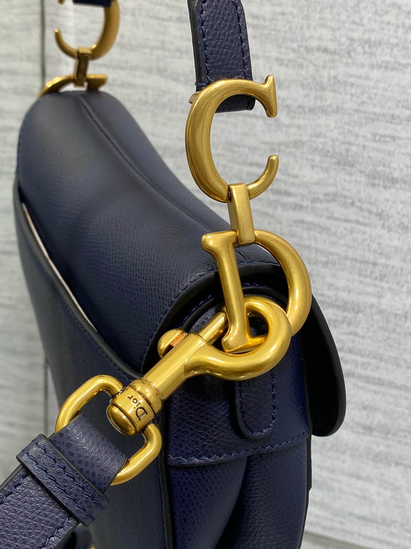 Mini SADDLE BAG Grained Calfskin  Navy Blue High