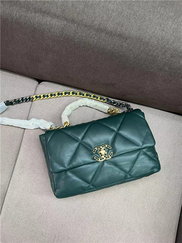 Large Chanel 19 Flap Bag Lambskin Ocean Blue High