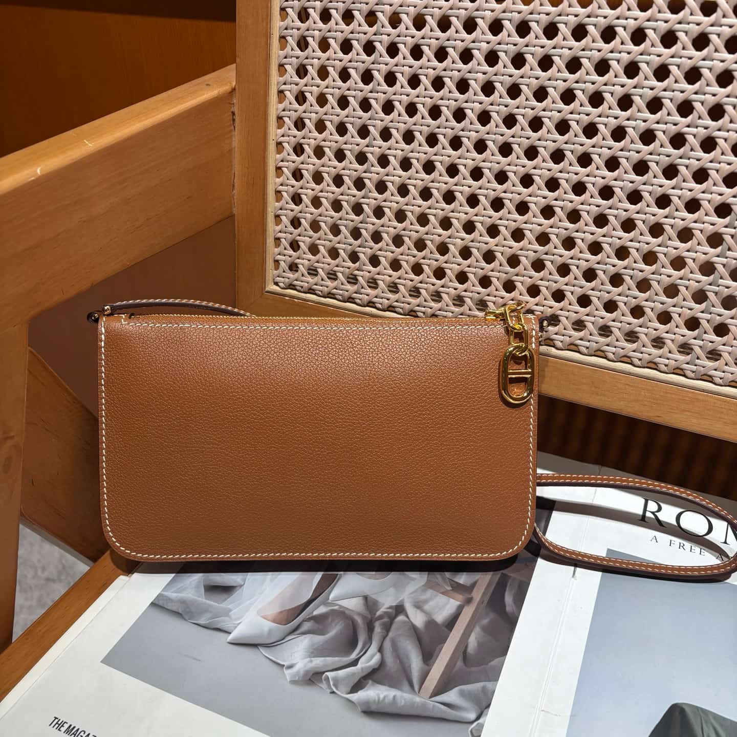 Hermes Zipengo Chaine d'Ancre To Go pouch Evergrain calfskin Gold WAX High