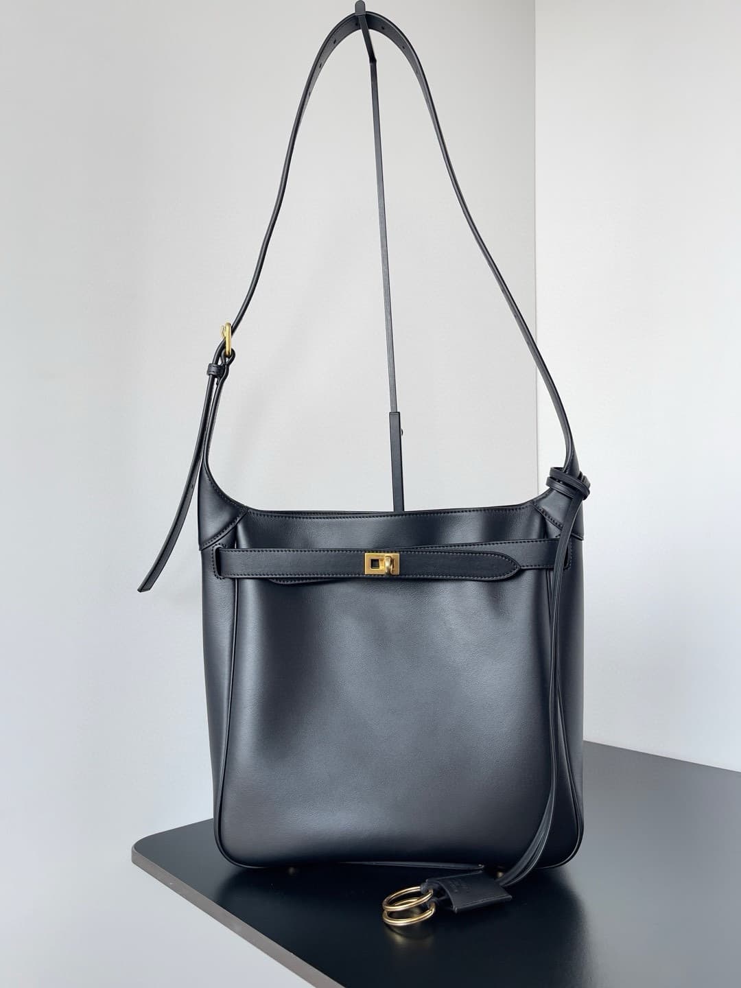 Balenciaga Smooth Calfskin Small Bel Air Hobo Bag in black High