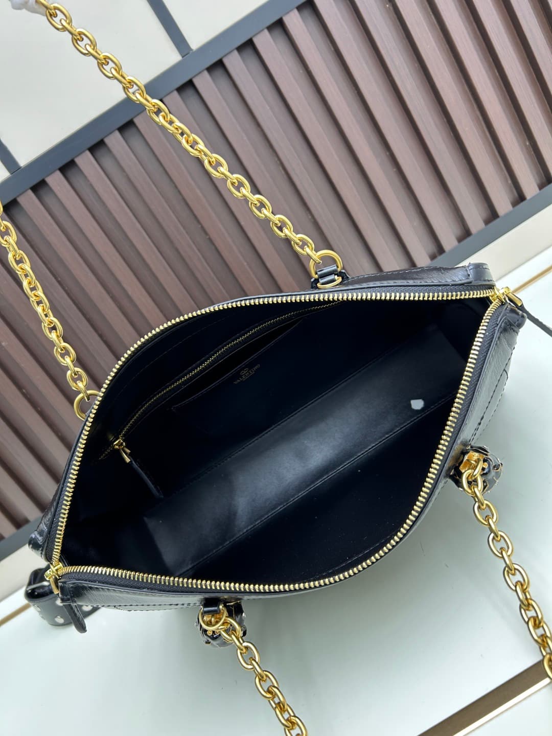 Valentino VLogo Garavani Panthea Shoulder Bag Black Leather Mid