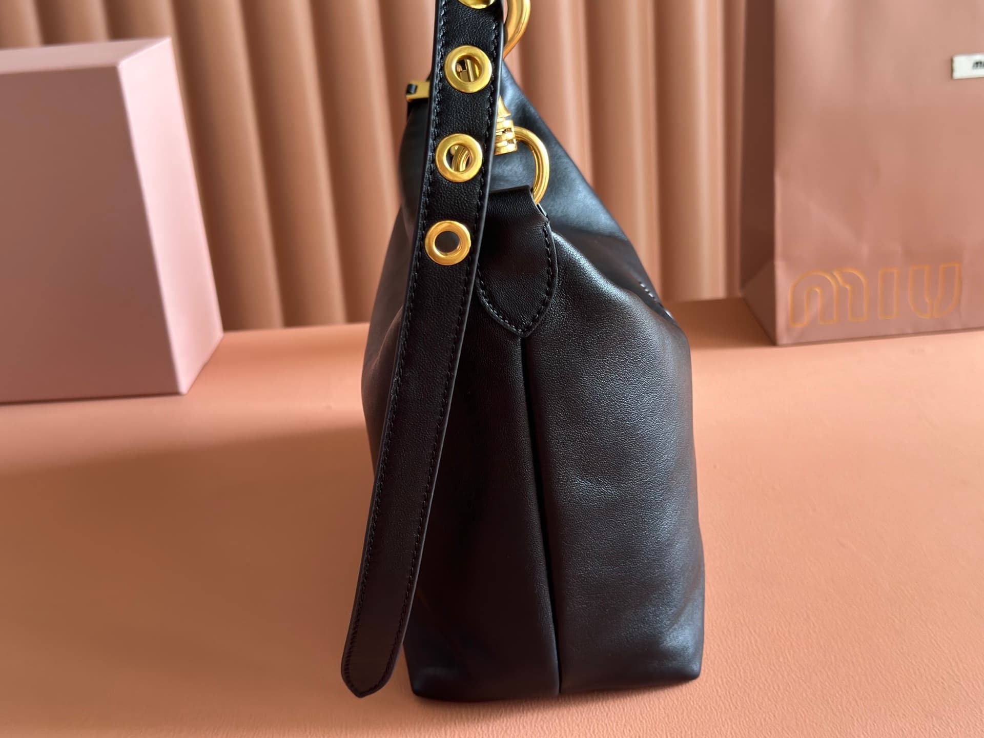 Miu Miu Spirit nappa leather bag Black 5BC217 High