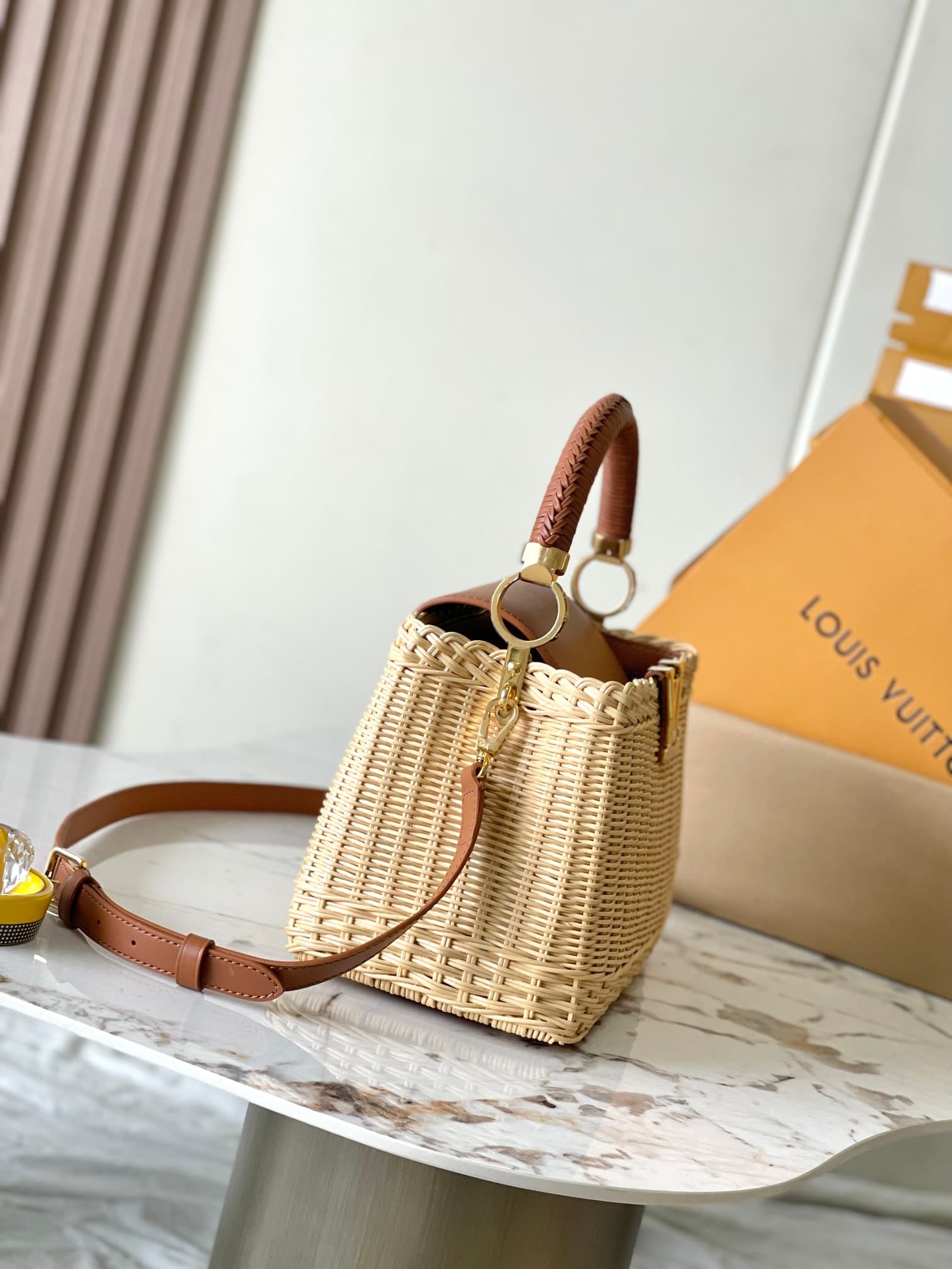 Louis Vuitton Capucines BB Cowhide and rattan M22173 Tan Top