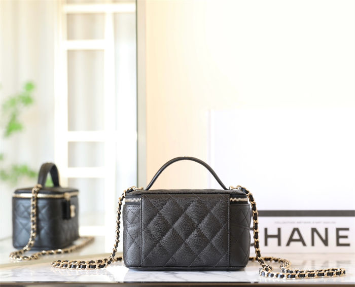 Chanel Handle Box Bag Grained Shiny Calfskin & Gold-Tone Metal TOP