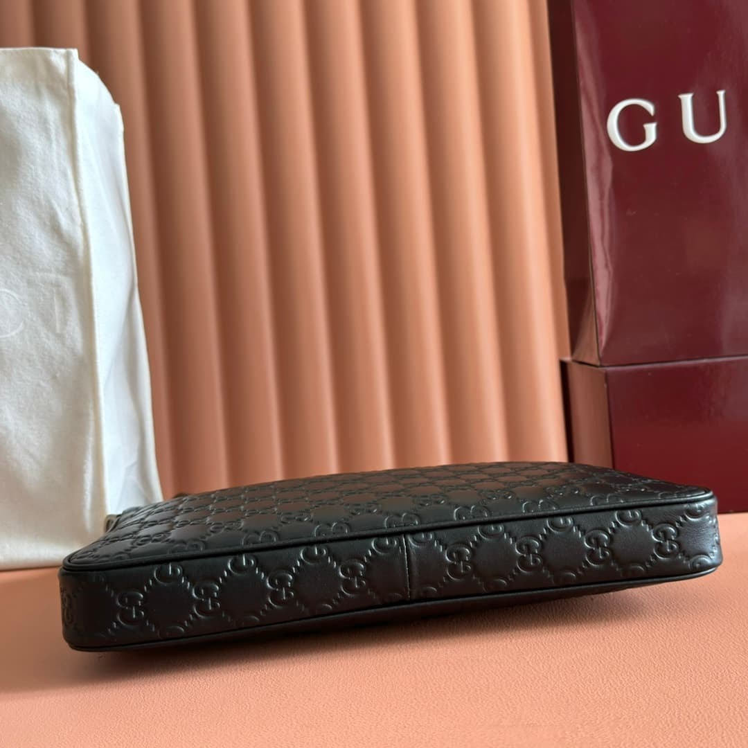 Gucci GG Emblem medium crossbody bag Black embossed GG smooth leather 850214 High