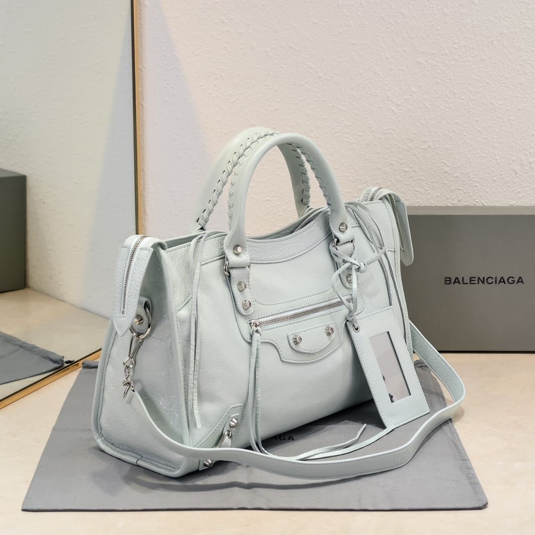 WOMEN'S LE CITY Medium Bag Silver Metal White High