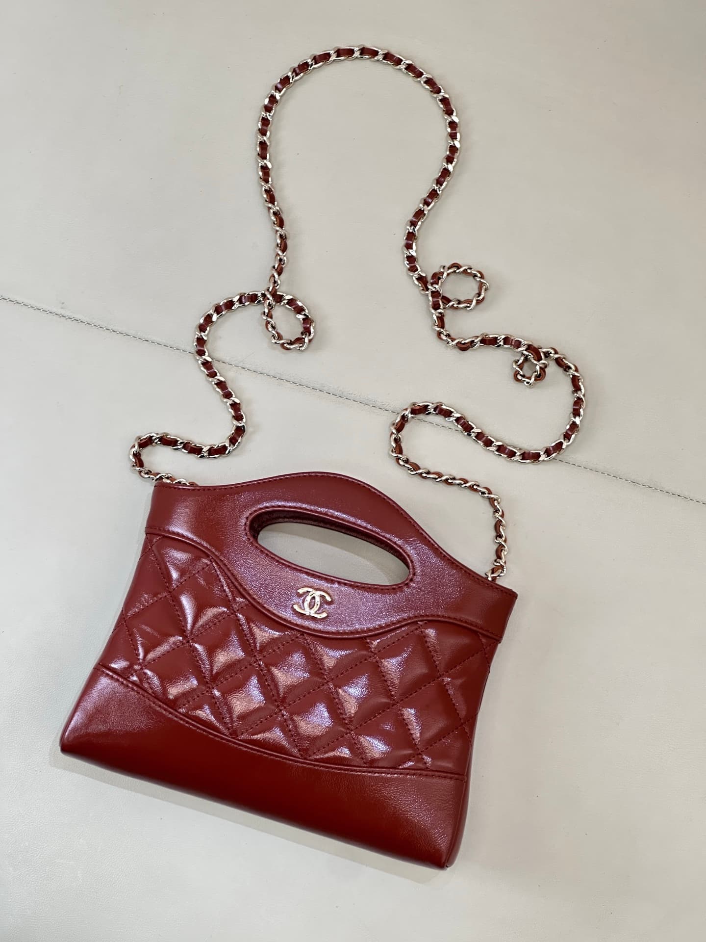 Chanel Clutch with chain Lambskin & Gold-Tone Metal AP3656 Claret TOP
