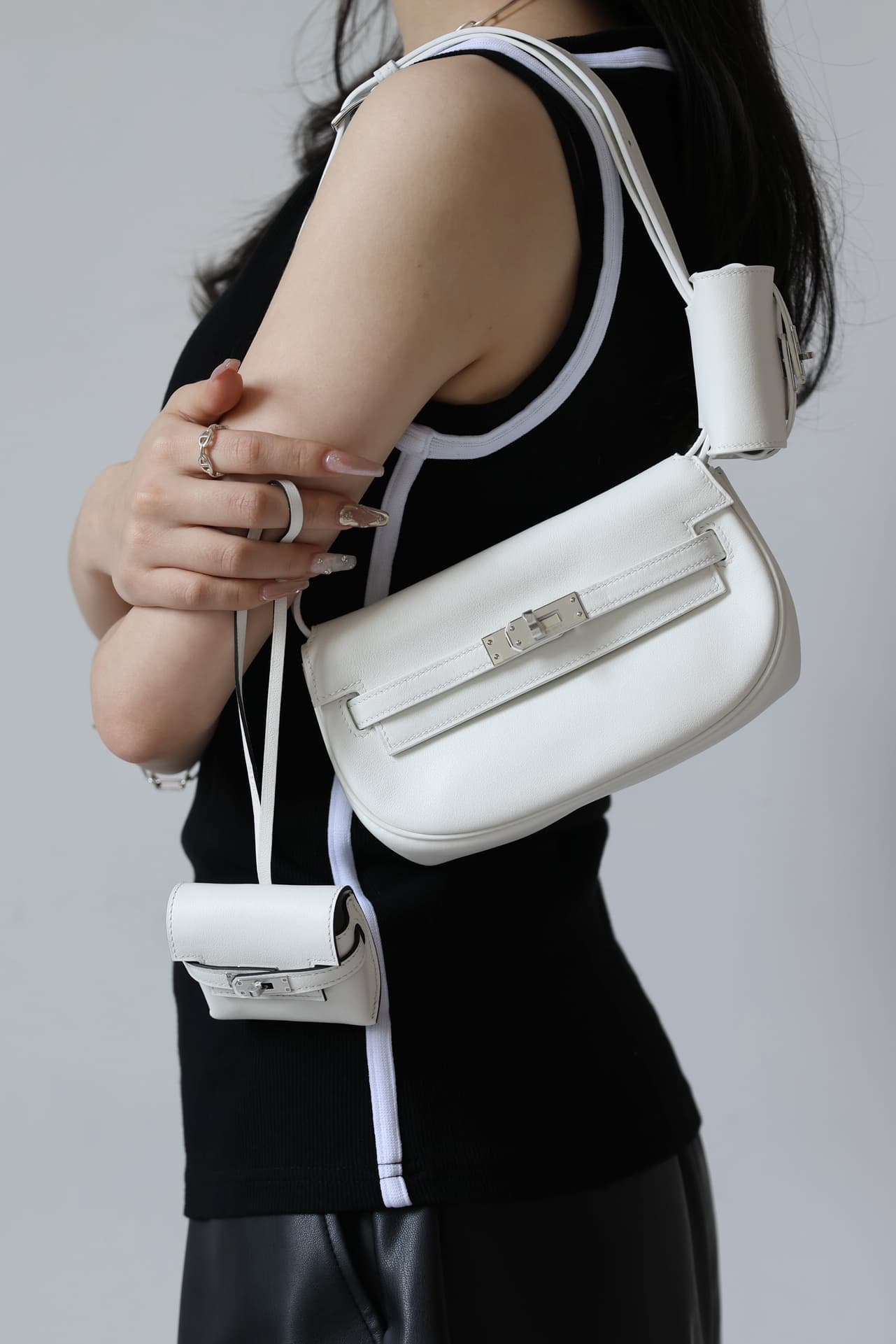 Hermes Kelly Moove Swift Leather Silver/Gold Metal WAX High
