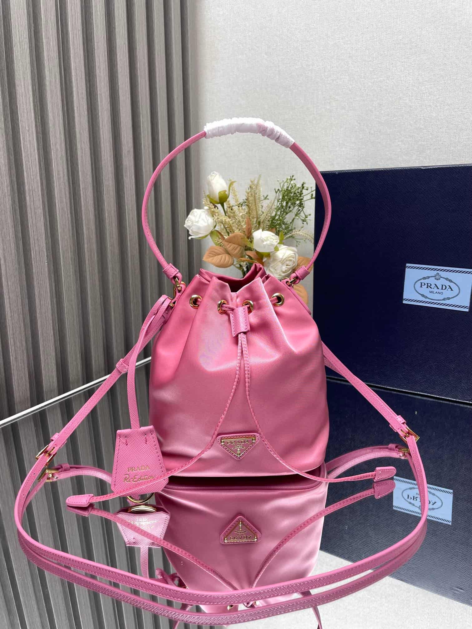 Prada Re-Edition 1978 Re-Nylon mini-bag 1BE067 Begonia Pink High