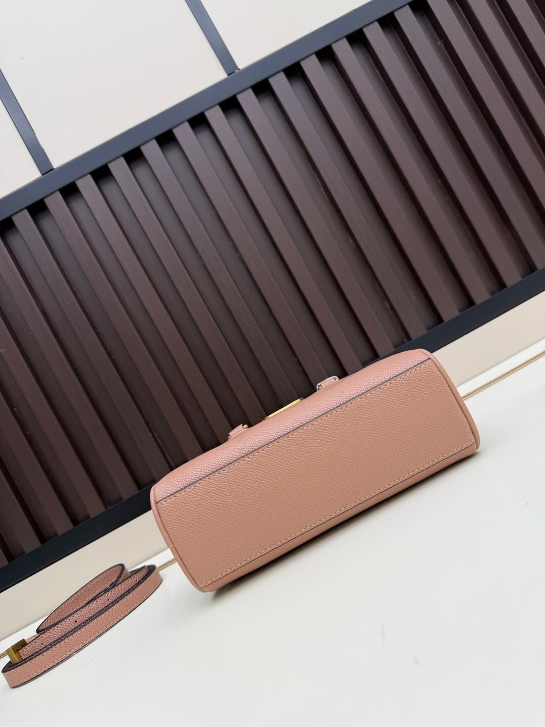 Valentino VLogo Signature Mini Bowling Bag in Grainy Calfskin Nude High