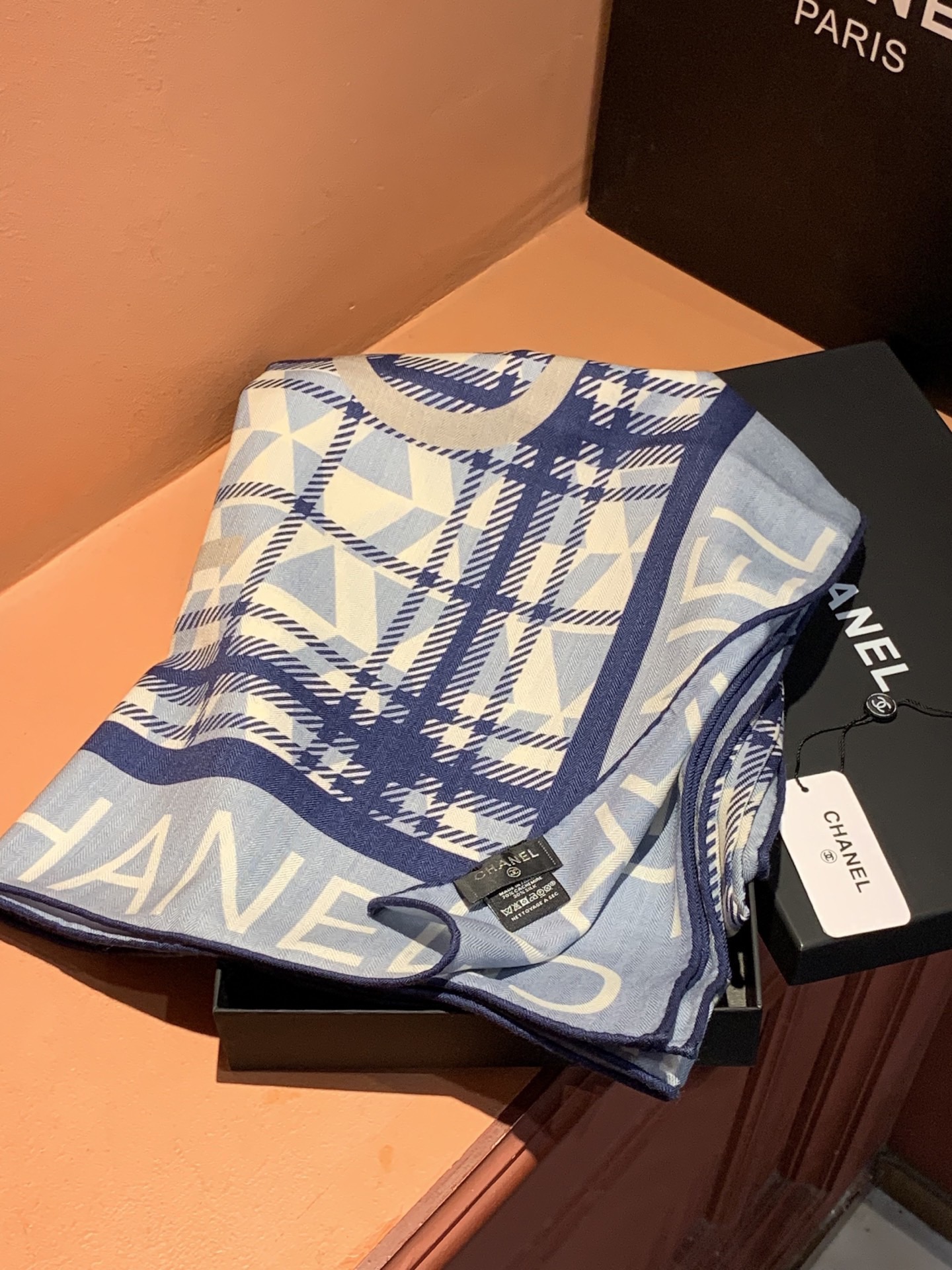 Chanel logo print silk scarf