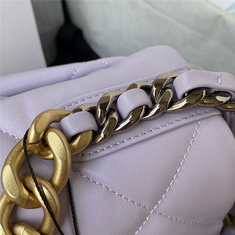 Large Chanel 19 Flap Bag Lambskin Lilac High