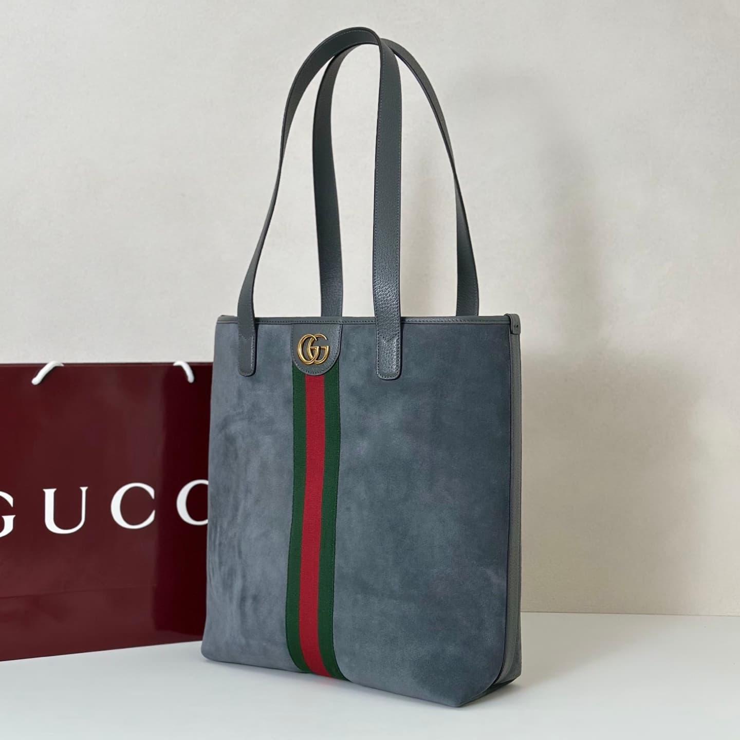 Gucci Ophidia medium tote bag 834465 dark grey suede High