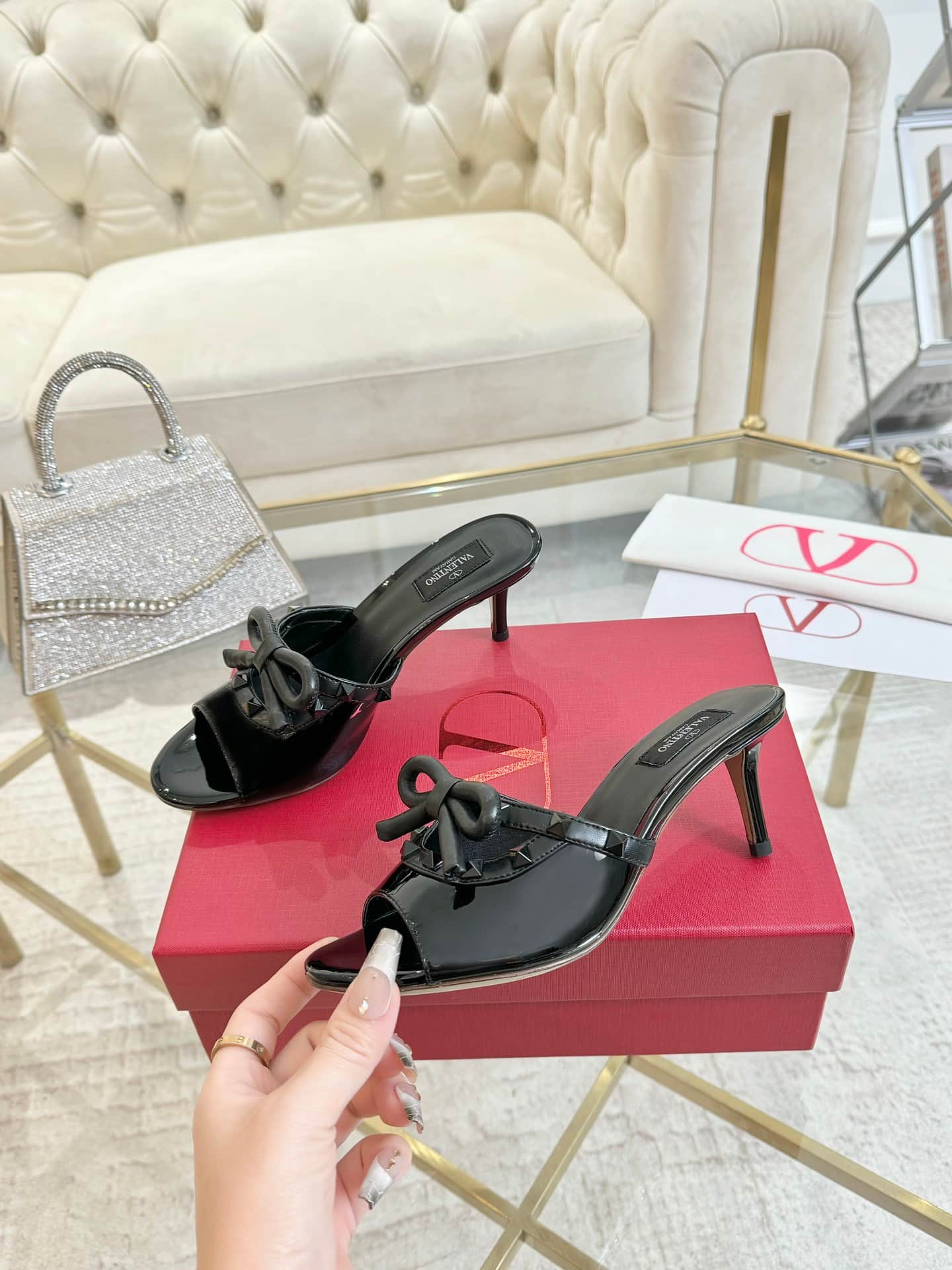 Valentino Garavani Rockstud patent leather mule Shoes Women