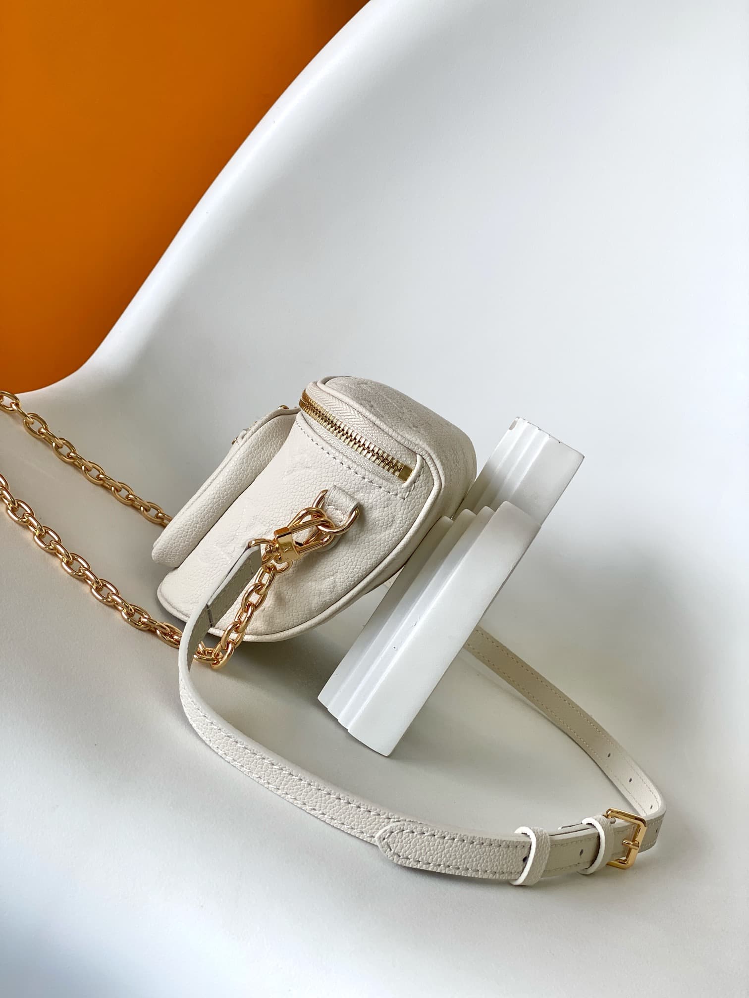 Louis Vuitton Mini Bumbag Cream Monogram Empreinte Leather M83275 High