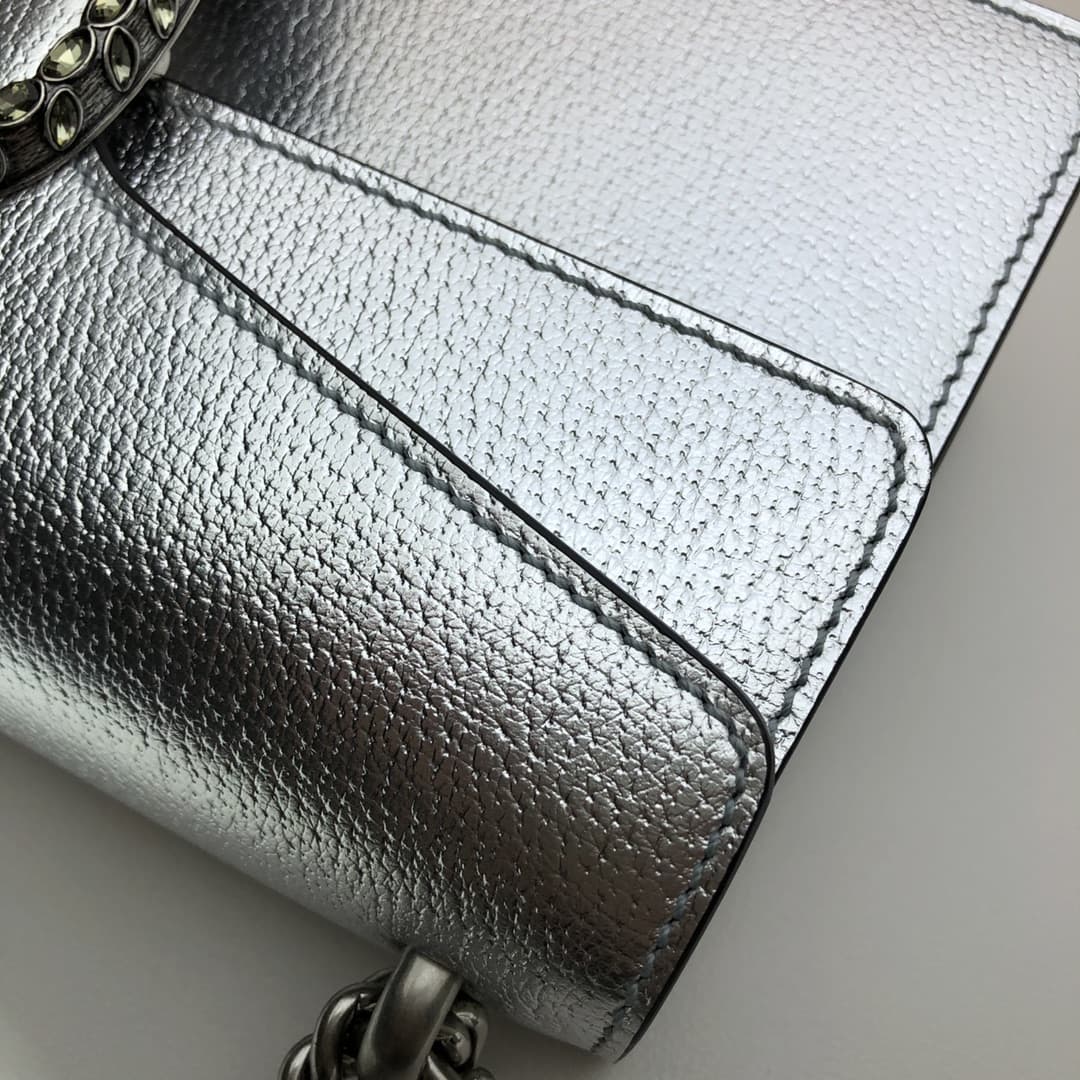 DIONYSUS MEDIUM RECTANGULAR BAG 499623 Leather Silver high