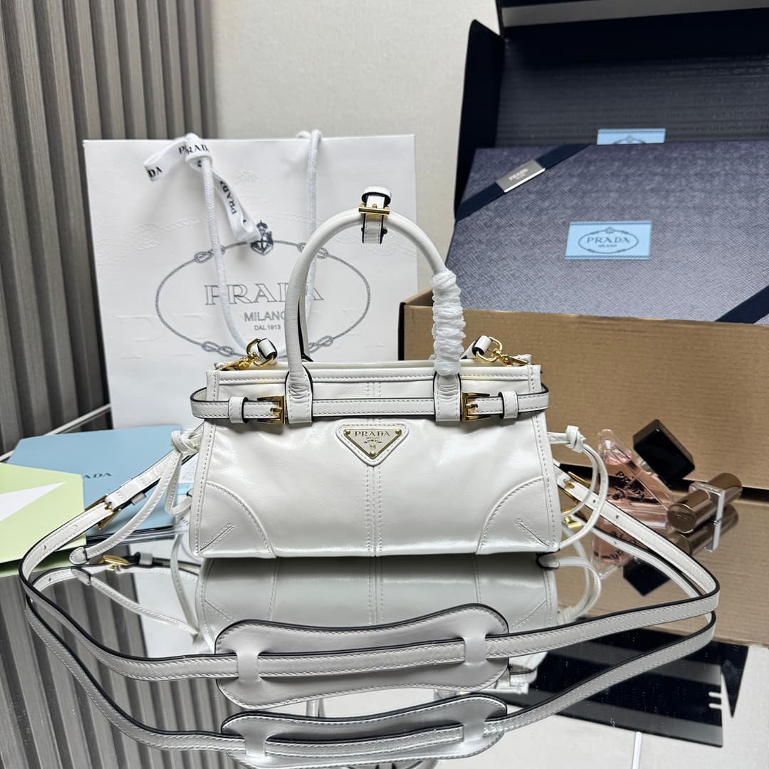 Prada Bonnie leather mini handbag Calfskin leather 1BA486 White High