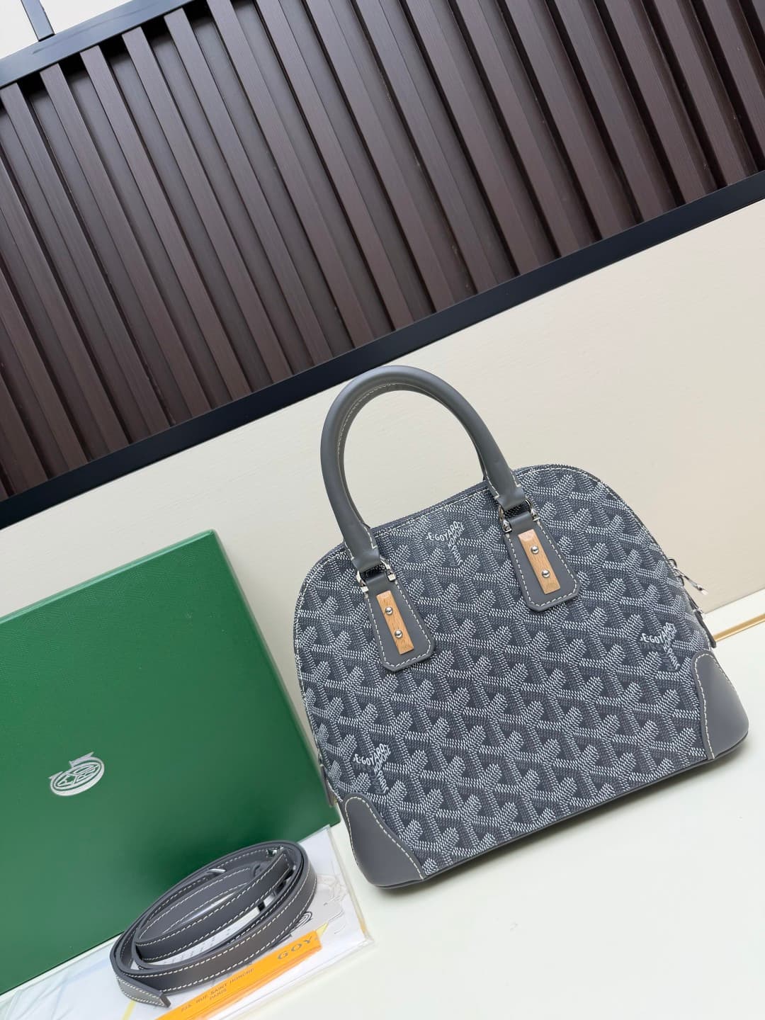 Goyard Vendôme mini bag in Goyardine coated canvas grey high