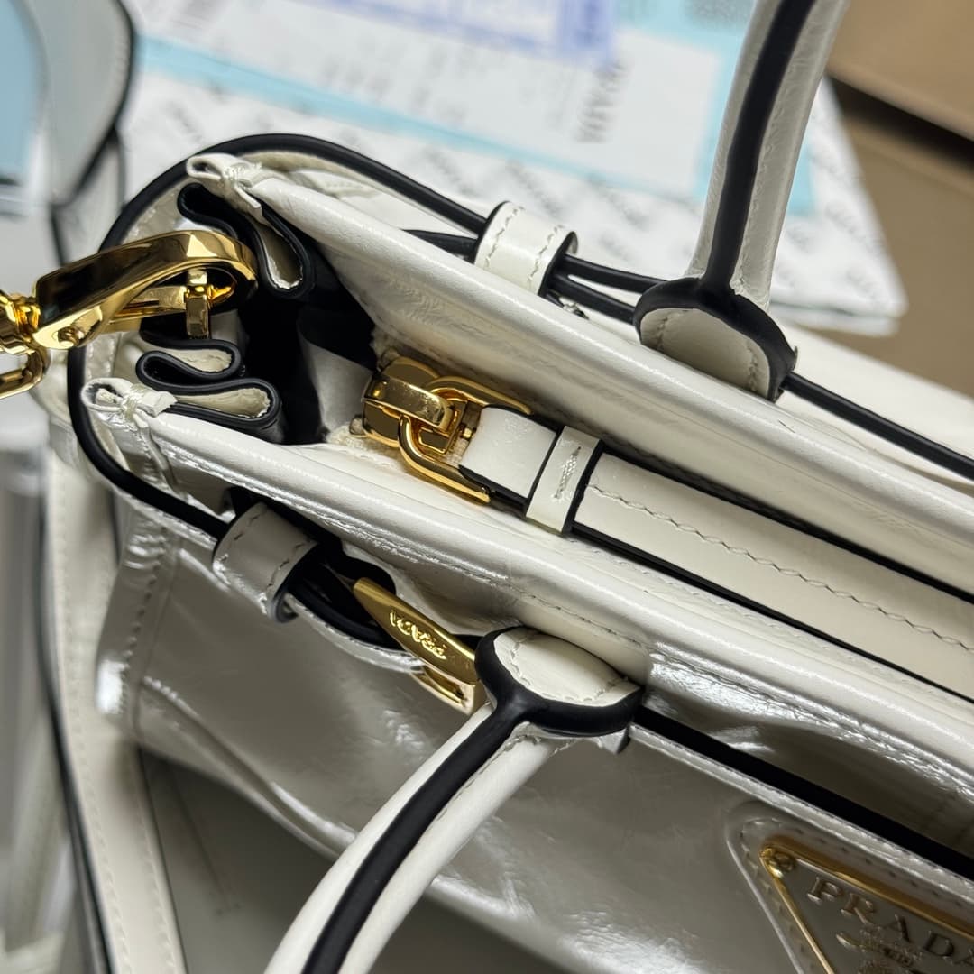 Prada Bonnie leather mini handbag Calfskin leather 1BA486 White High