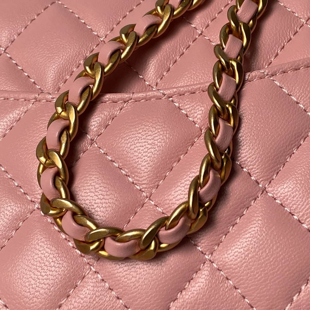 Chanel Small Flap Bag with Top Handle Lambskin& Gold-tone Metal Light Pink AS5814 A