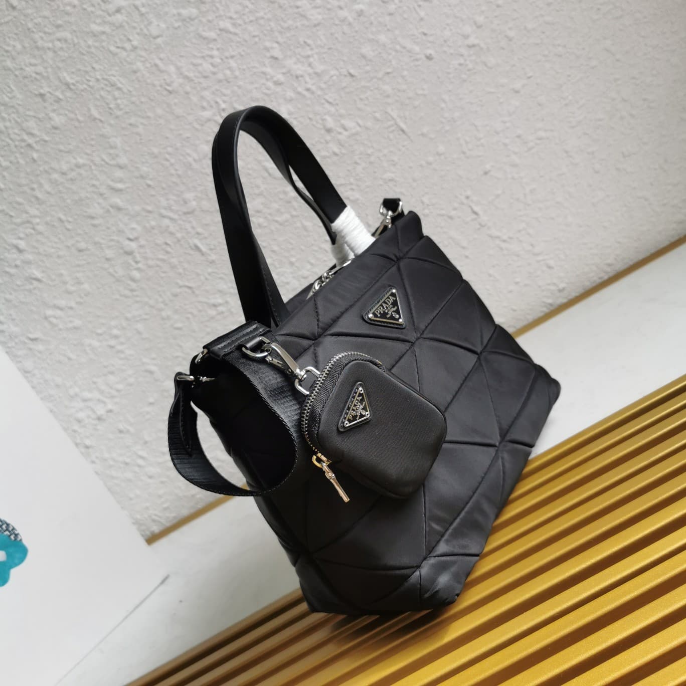 Prada Black padded Re-Nylon tote bag 1BG380 High