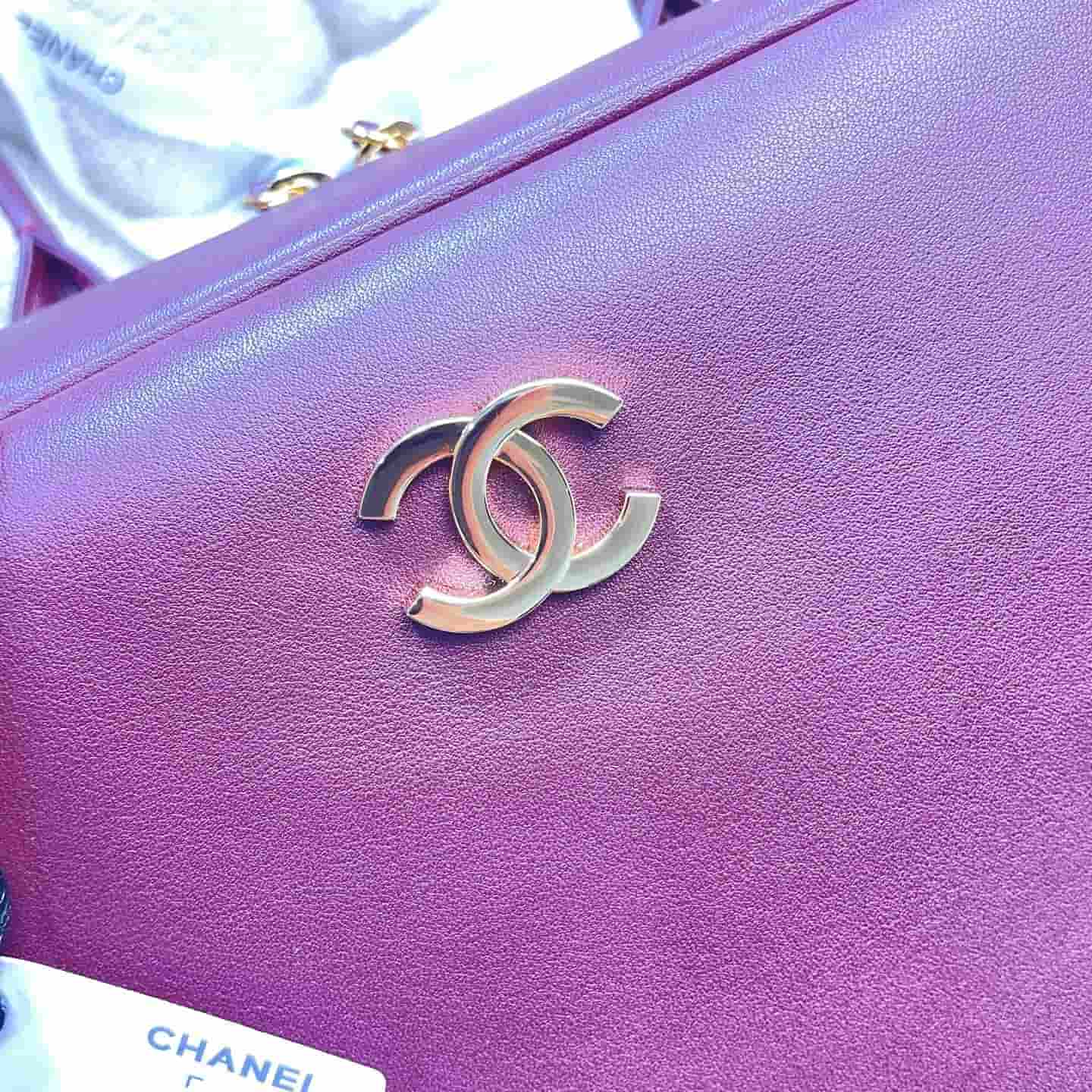 Chanel Maxi Bowling Bag Calfskin & Gold-Tone Metal Claret AS6211 A