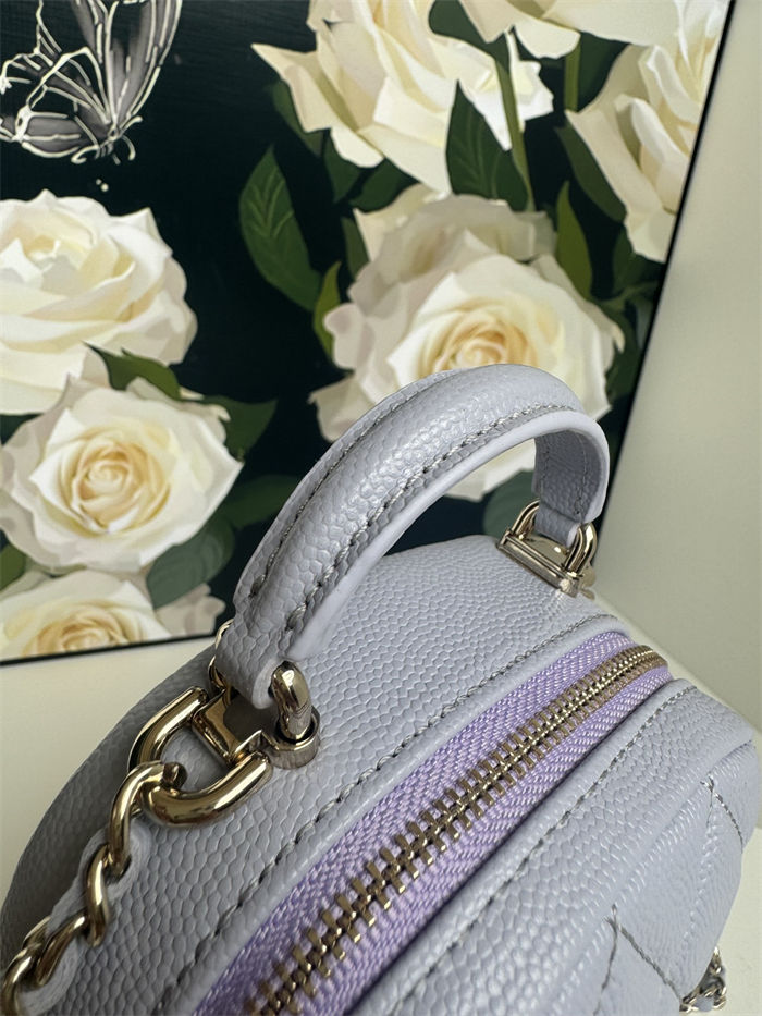 Chanel Mini Backpack Grained Calfskin Gold-Tone Metal AP3753 Purple Pale A